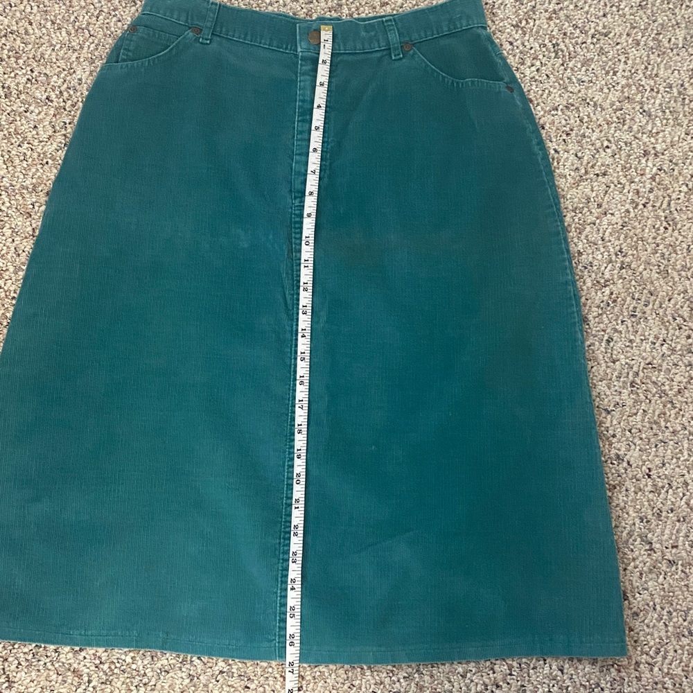 Vintage L.L. Bean Teal Corduroy Midi Skirt - Picture 9 of 9